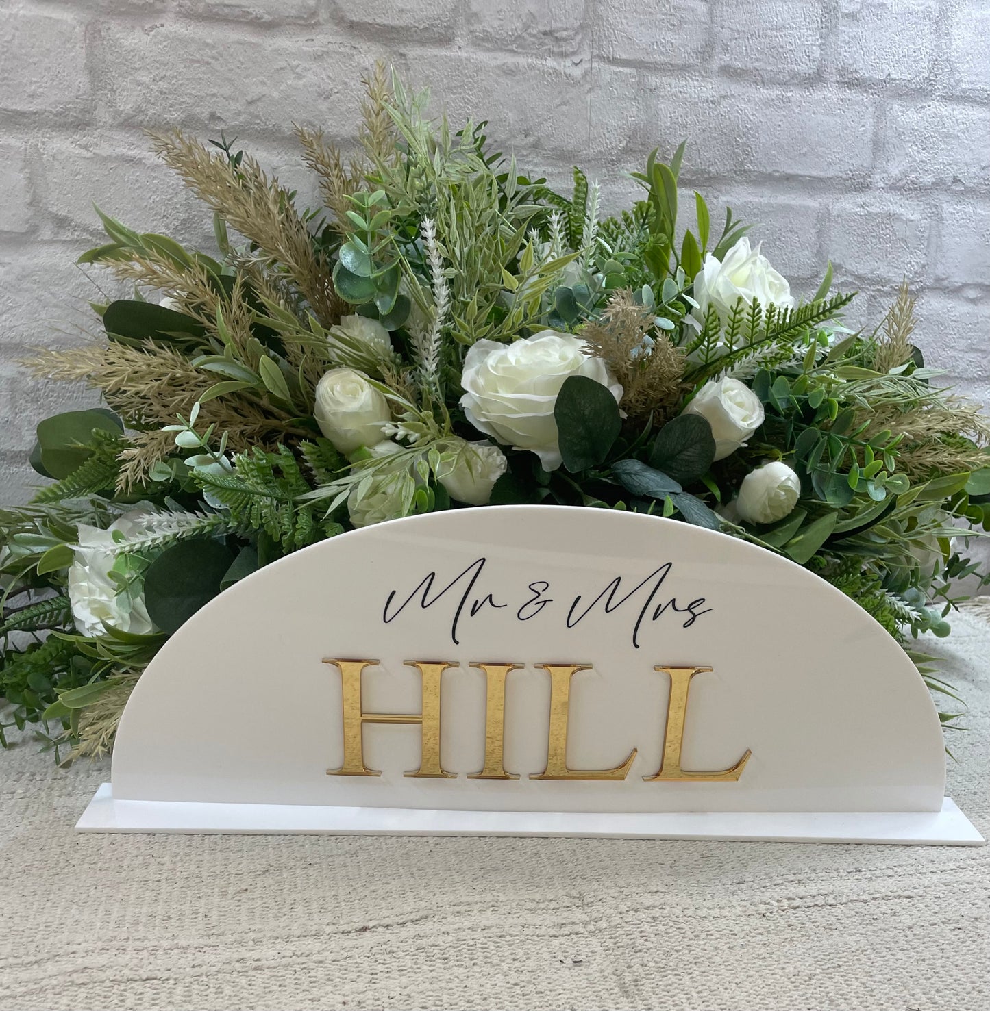 Personalised Acrylic Wedding Top Table Sign. Available In A Wide Selection Of Colours.