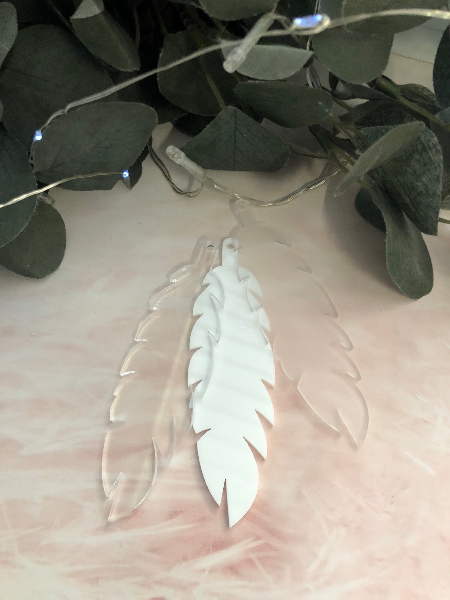 Acrylic Christmas Blank Memorial Feather Tribute Bauble Shape Ready To Personalise